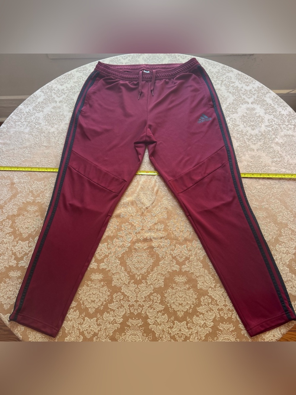 Adidas Climalite Burgundy Track Pants/joggers w/ zippered pockets & side stripes